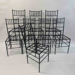A Set of 8 Faux Bamboo Metal Chairs